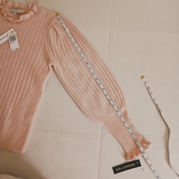 The Cashmere Project Pink Ribbed Crewneck Sweater Ruffle Trim Women's Size M NWT - Picture 14 of 16